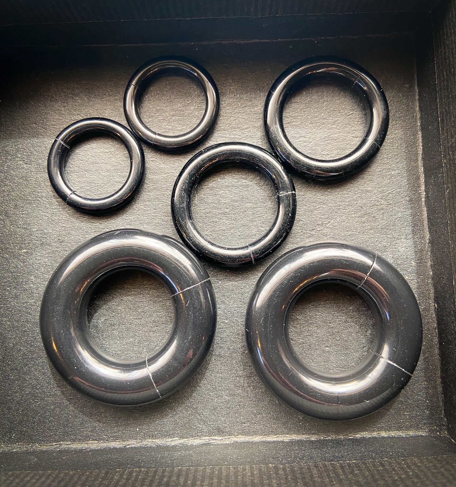 PAIR Black Acrylic Segment Rings Captive Bead CBR’s Lightweight Body Jewelry
