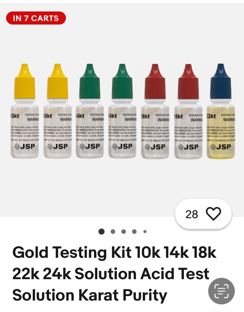 Gold Testing Kit 10k 14k 18k 22k Solutions Acids + Scratch Stone Test