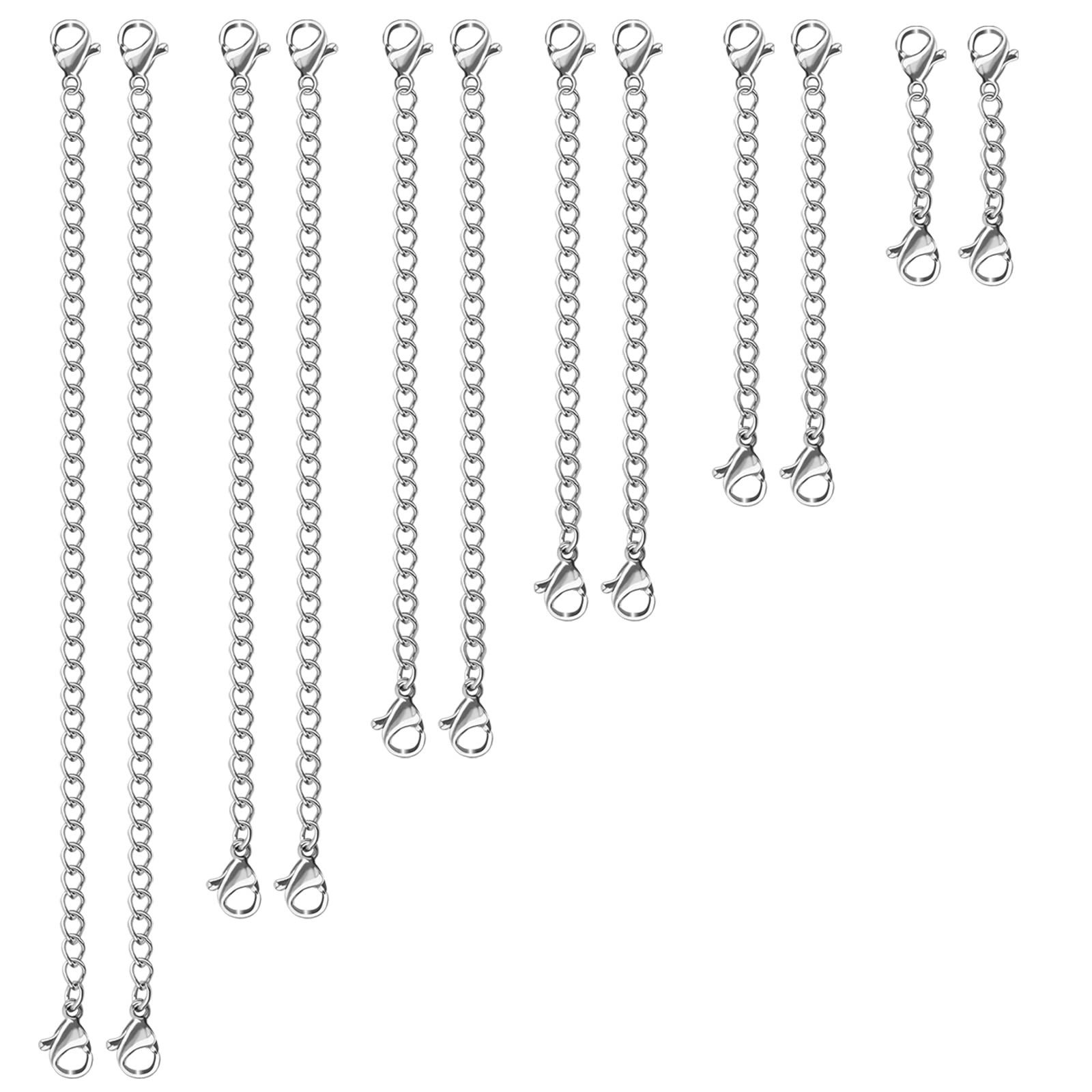 12 PCS Necklace Extenders – Stainless Steel Necklace Extension Chain for Jewelry