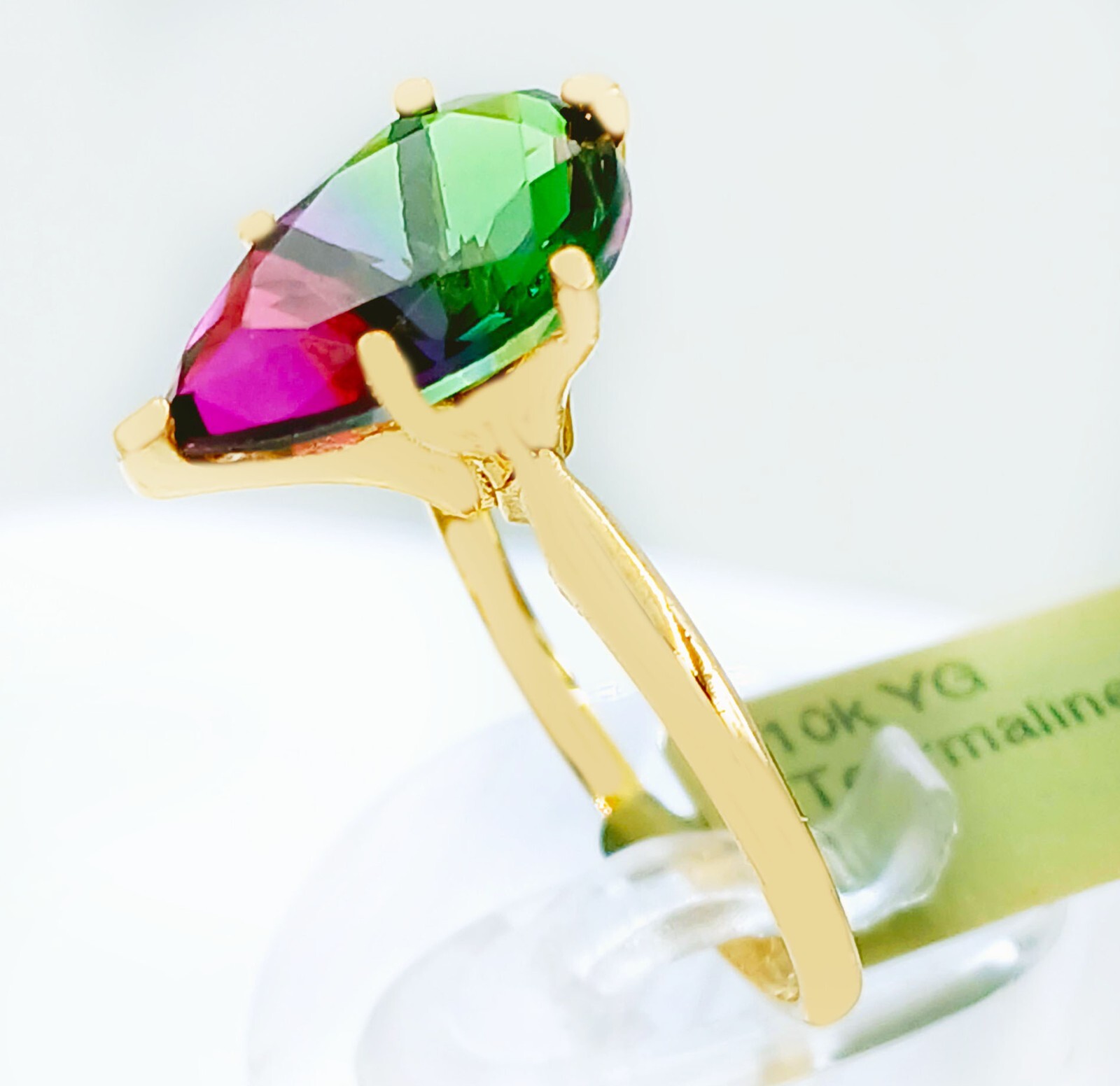 LAB CREATED 5.22 Cts TOURMALINE RING 10k YELLOW GOLD – Made in USA – NWT