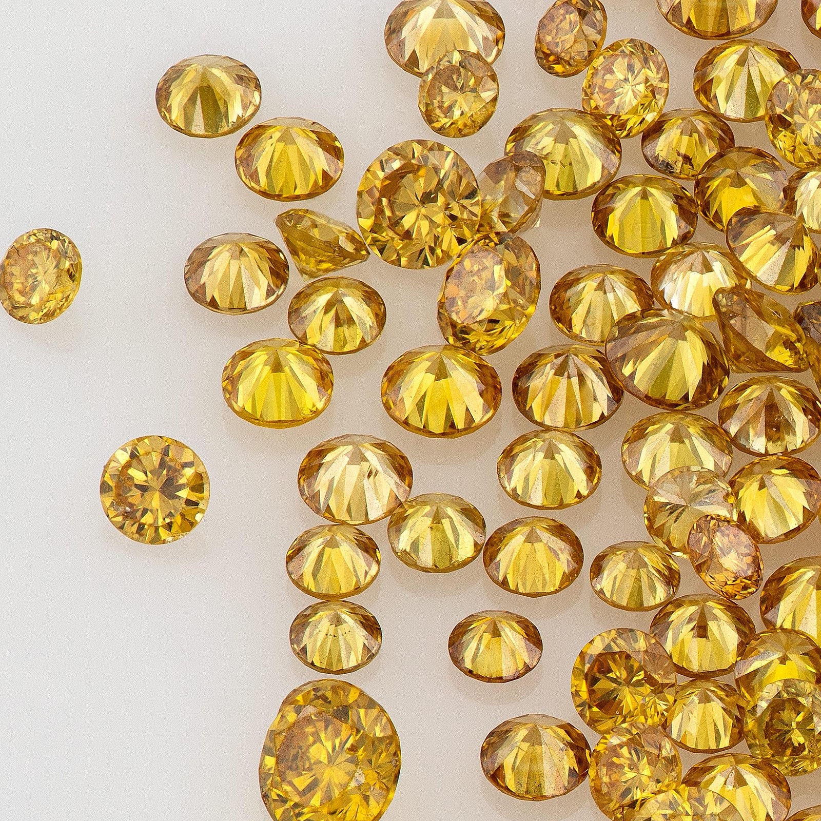 Natural Fancy Vivid Orangy Golden Yellow Diamond Melee, 0.50ct, 1.3mm-1.8mm