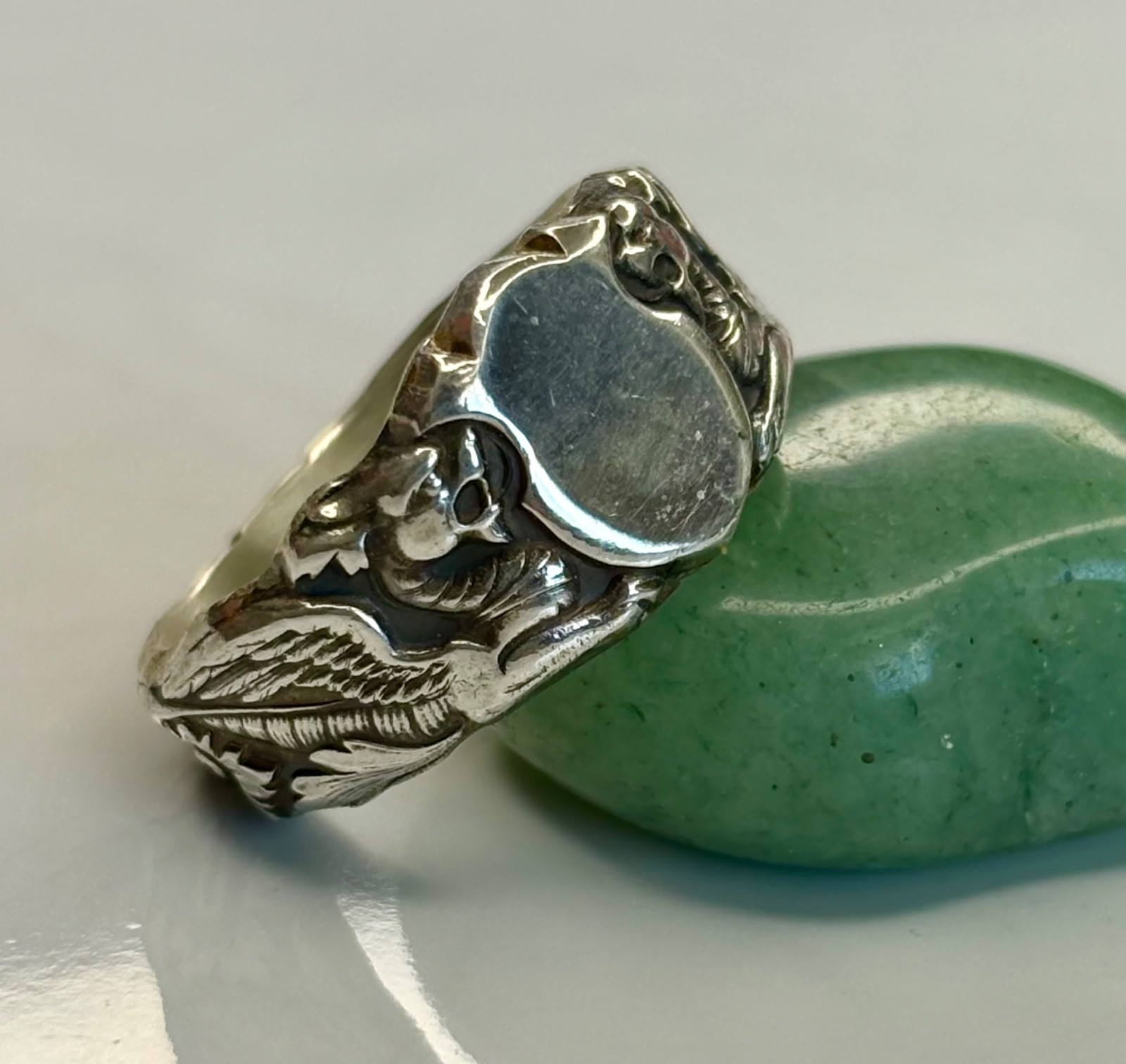 pure Silver dragon and shield Ring 999.Pure Fine Silver Bold, dragon Design
