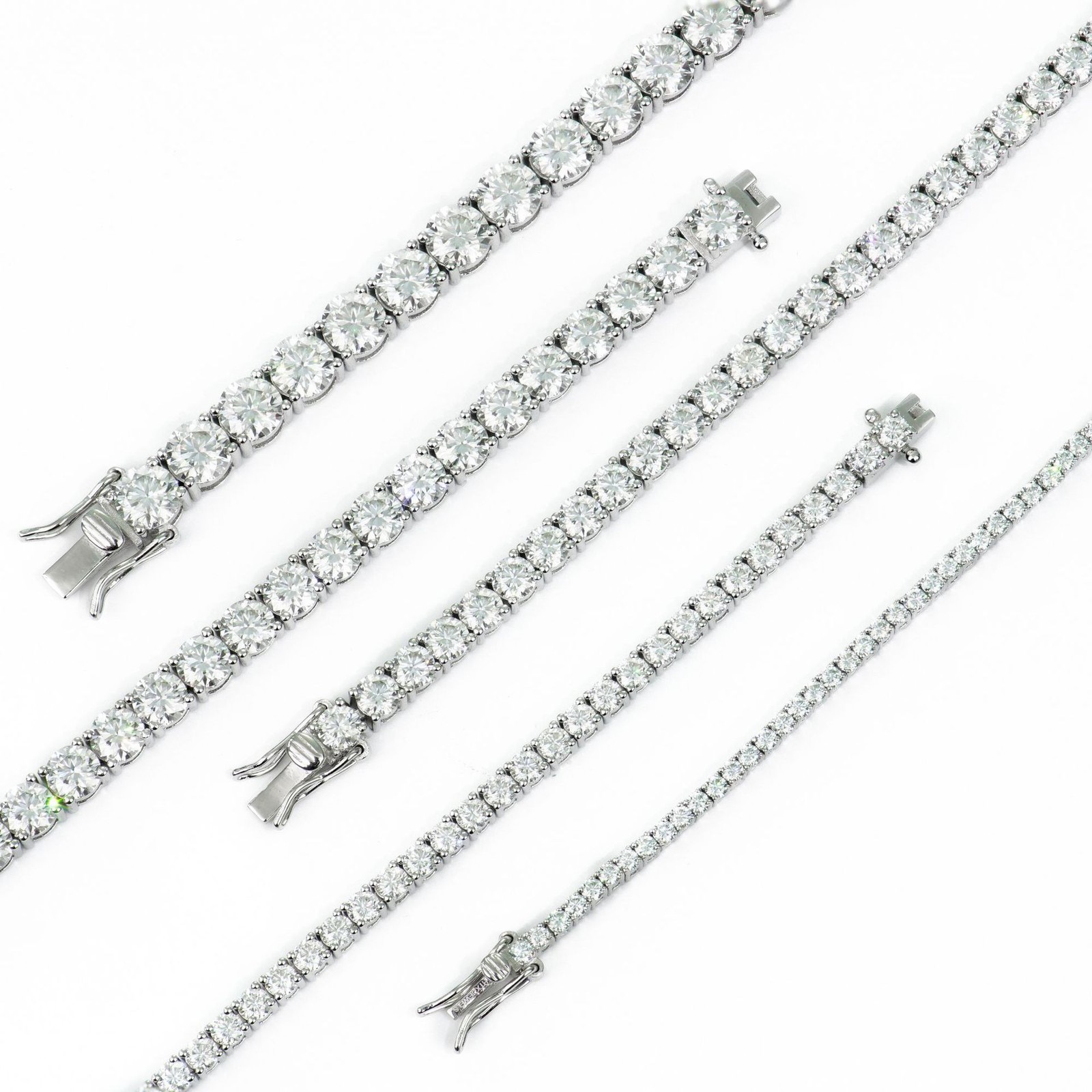 2mm Round Colourful Moissanite Tennis Chain 925 Sterling Silver Bracelet Women