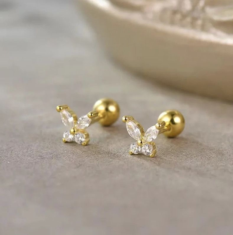 1 Pair Heart Stud Earrings for Women Hypoallergenic Screw Back Cartilage Jewelry