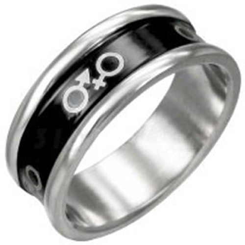 Pride Shack – Transgender Pride Male & Female Round Edge Black Enamel Pride Ring