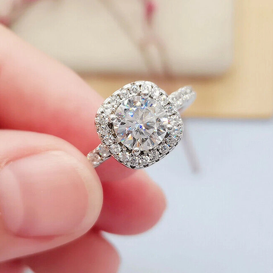 2.00Ct Round Cut Lab Created Moissanite Ring For Her 14K White Gold Plated