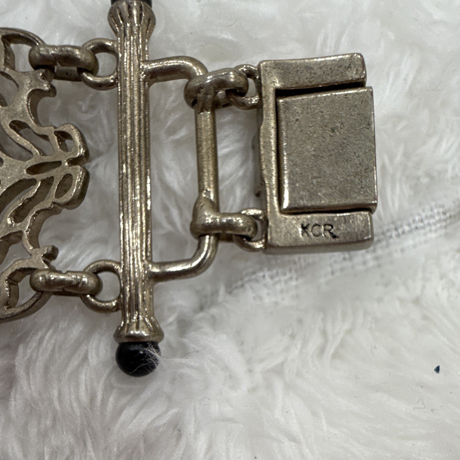 Vintage KCR Silver Tone Oval Link Bracelet – Box Clasp Signed Approx 7 in