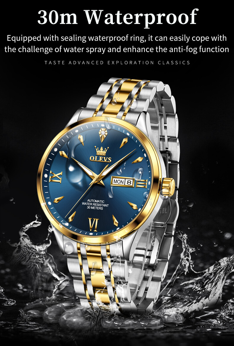OLEVS Waterproof Luminous Diamond Dial Automatic Mechanical Business Watch Men’s