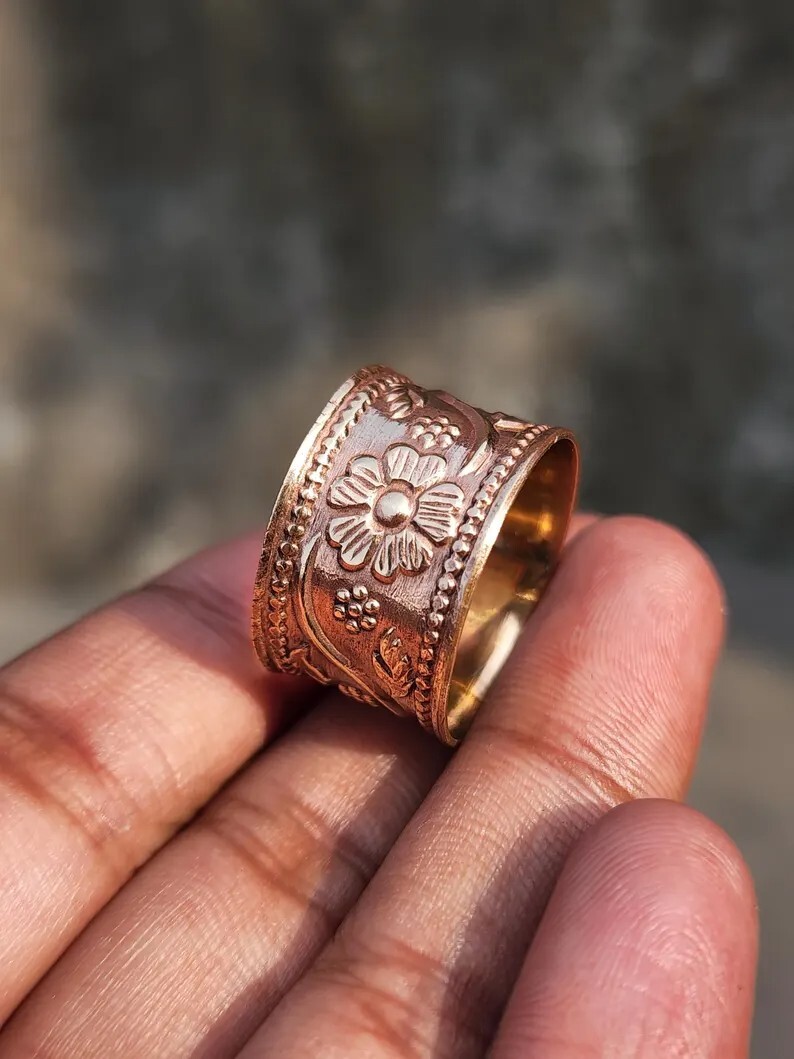 Handmade 100% Pure Copper Lovely Ring Solid Copper Wide Band Ring All Size SR680