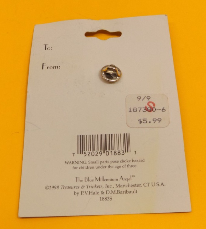 NOS 2000 A.D. Blue Millenium Angel Tack Pin