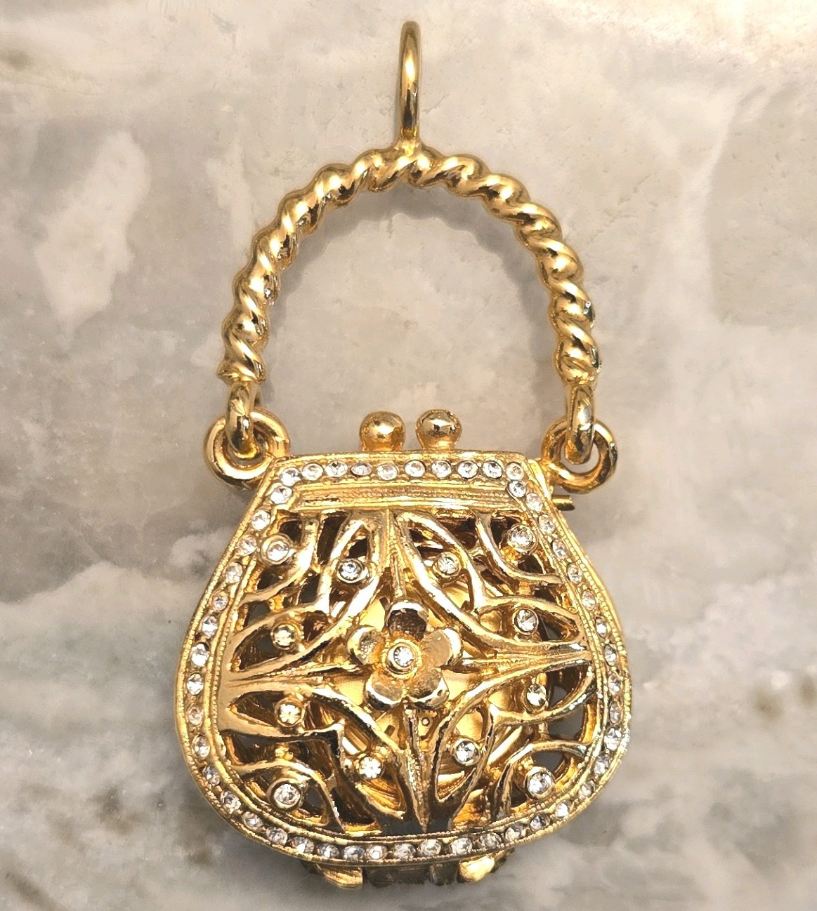 Cloud Nine Quartz Gold Tone Opening Locket Pendant Wristwatch, 12-Hour Dial