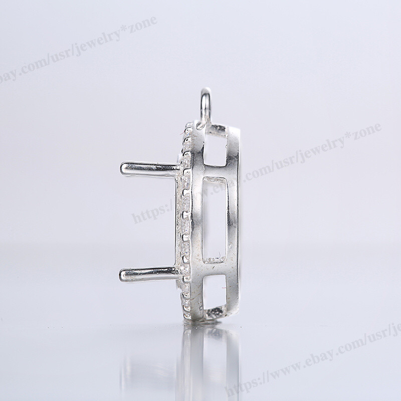 Pre Notched Round 4 Prong Mount Dangle Setting Sterling Silver Pendant/Earring