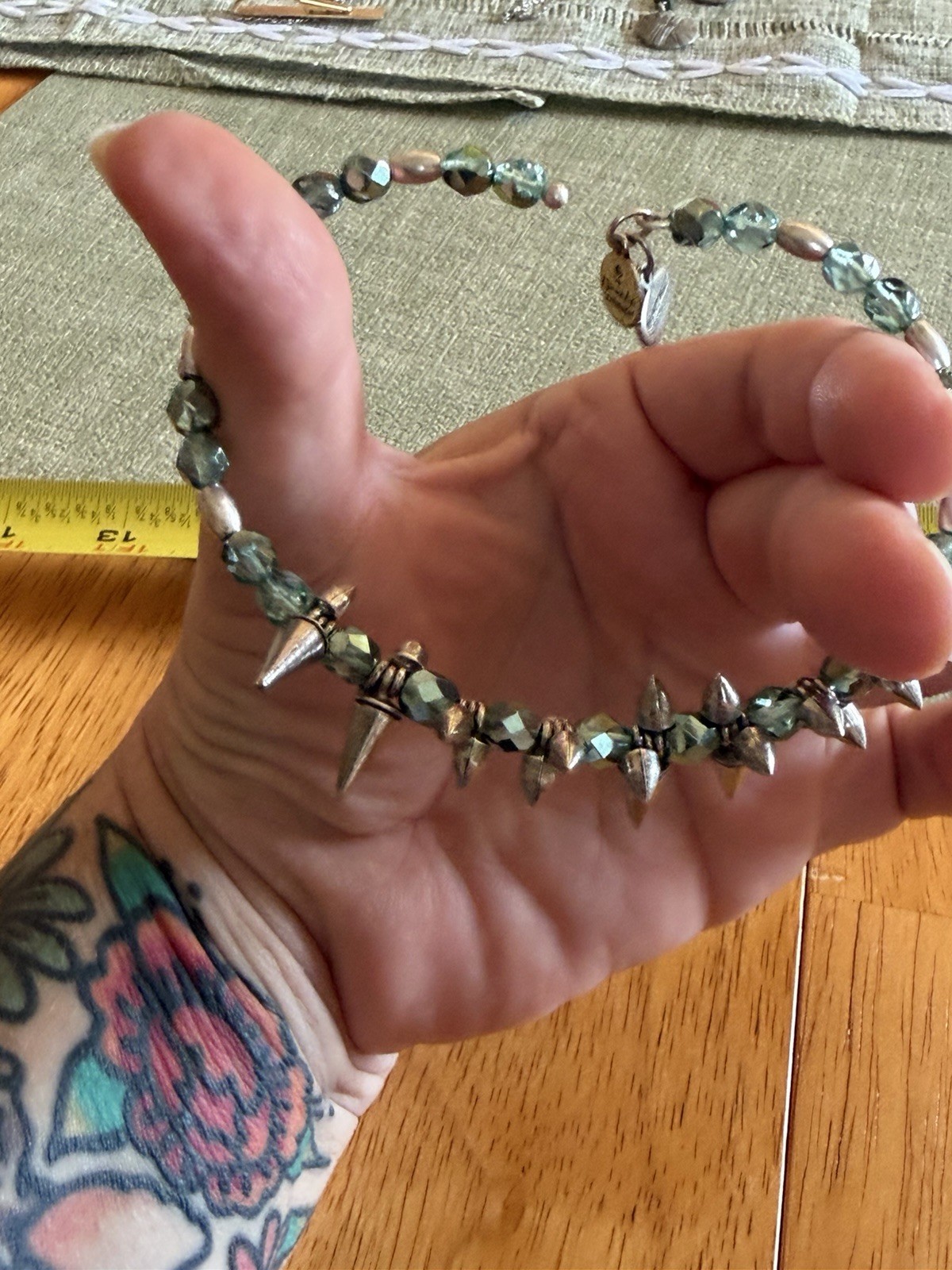 Alex & Ani Teal Spike Silver Wrap Bracelet Vintage 66