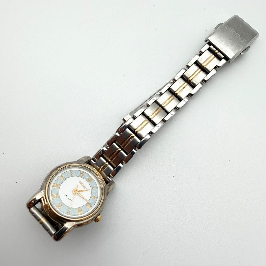 Excellent condition Seiko Lucent wristwatch, new battery, Roman numerals, gold,
