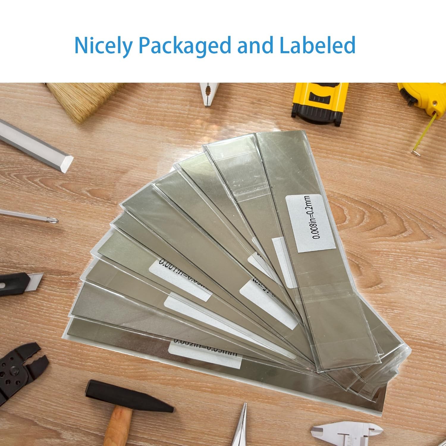 30PCS Shim Stock Assortment,304 Stainless Steel Strips,10 Sizes Thin Metal Shims