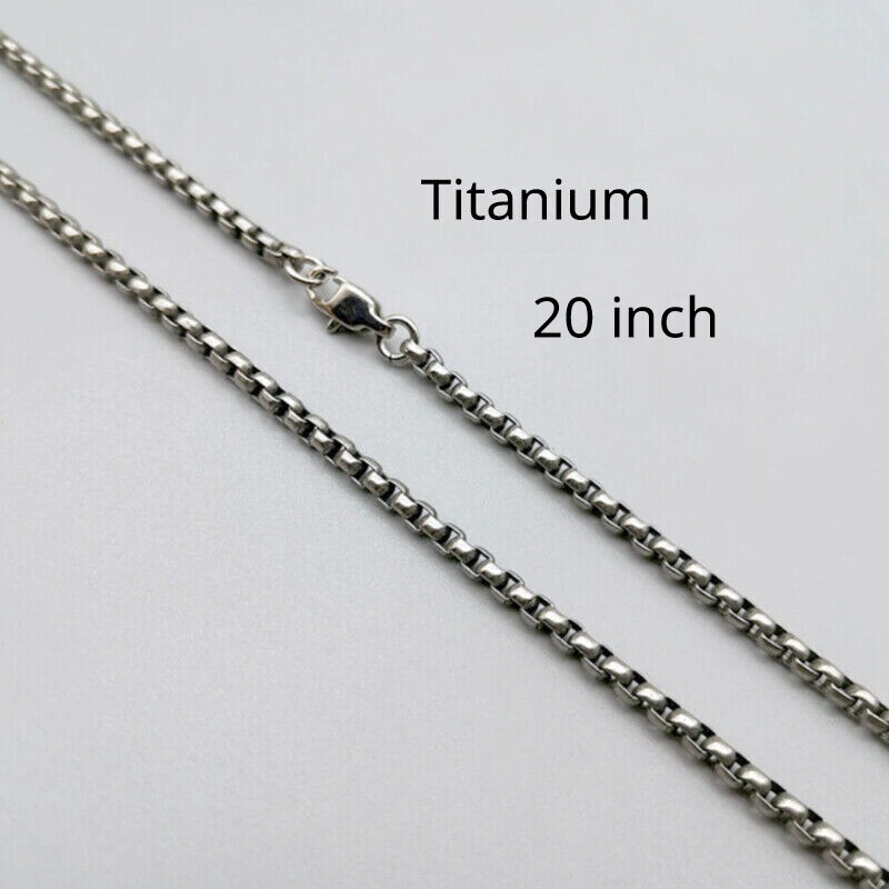 Pure Titanium Box Chain Necklace 3mm Men Unisex NO Allergic Skin Care Health 20″