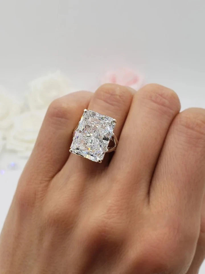 9.5Ct Radiant Cut Lab-Created Diamond Engagement Wedding Ring 14K White Gold FN