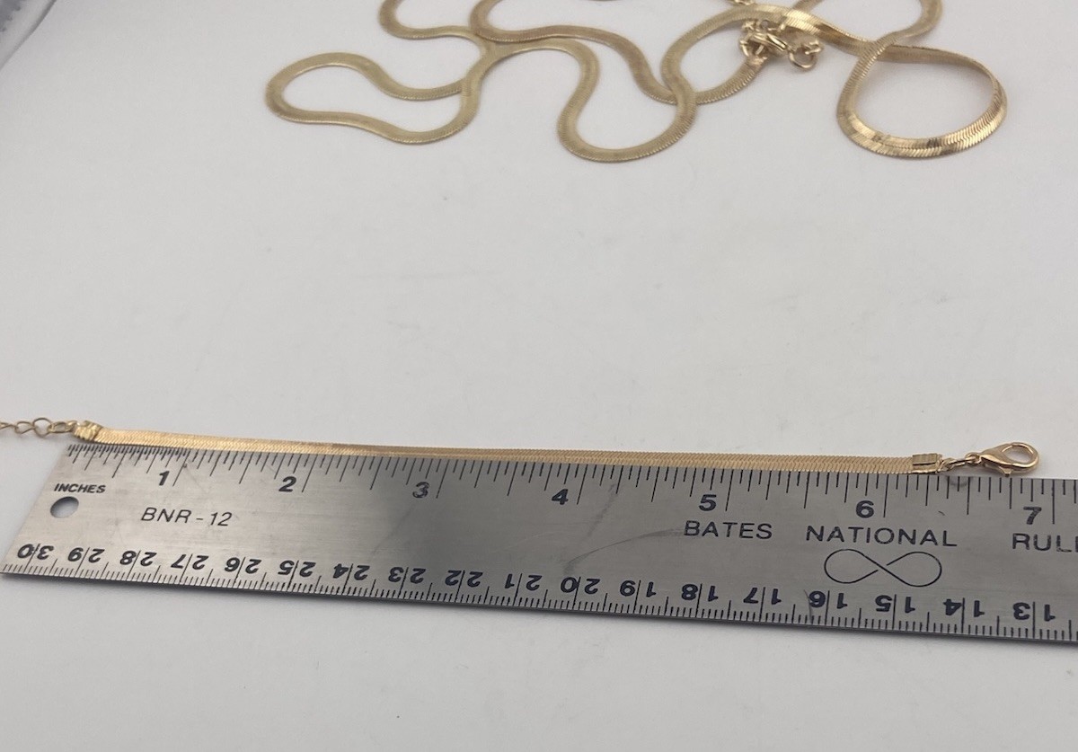 Vintage Herringbone Necklace & Bracelet Set 32″-36″, 7″-9″ Flat Snake