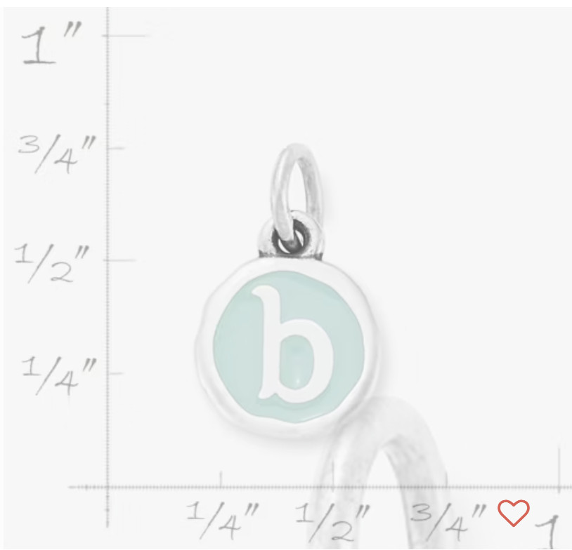 James Avery Sterling Silver Enamel Initial Disc Charm Light Blue letter “B”