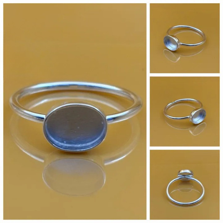 925 Sterling Silver 6x8mm Oval Bezel Cup Ring Blank DIY Jewelry Semi Mount