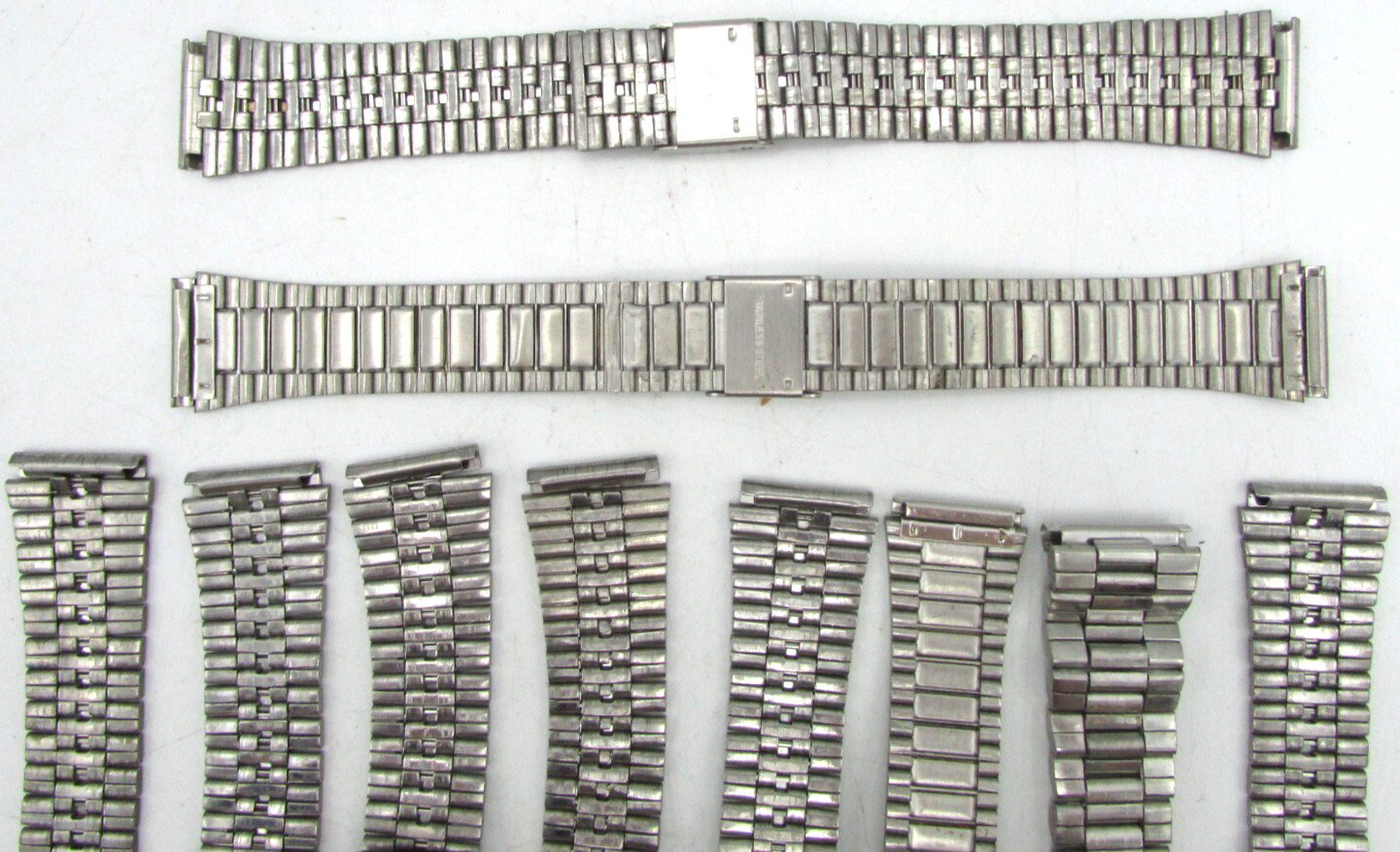 MENS 18-20mm STAINLESS STEEL ENBRANDED? WRISTWATCH BANDS PARTS OR REPAIR LOT W66