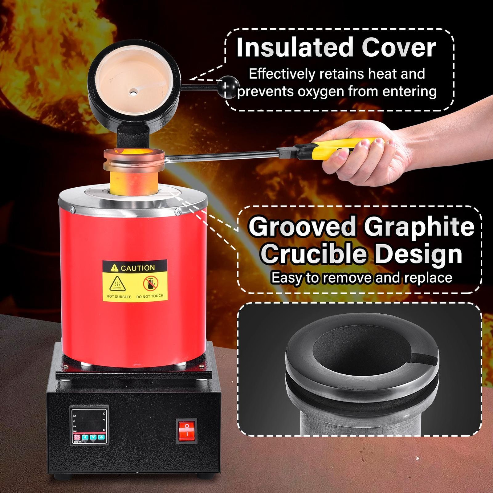 3kg Gold Melting Furnace, Automatic Digital Melting Furnace Machine 1500W