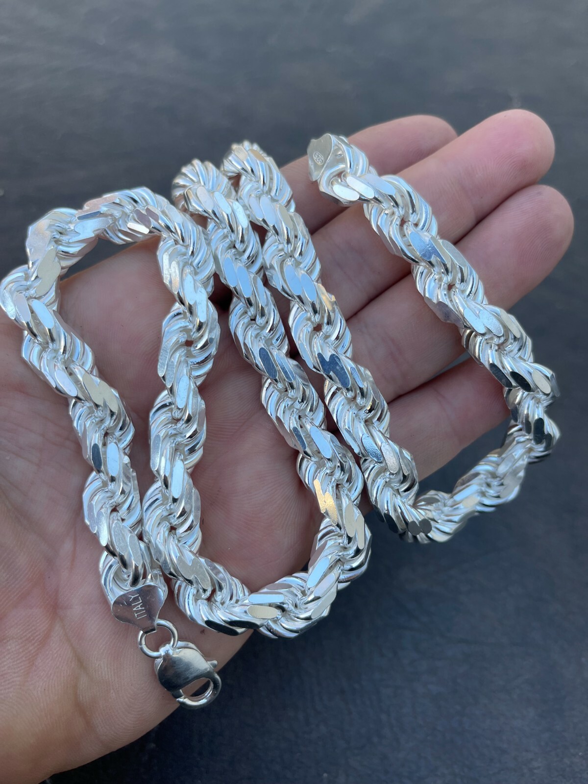 Real Solid 925 Sterling Silver 11mm Thick Men’s Rope Chain Necklace Heavy Kilo