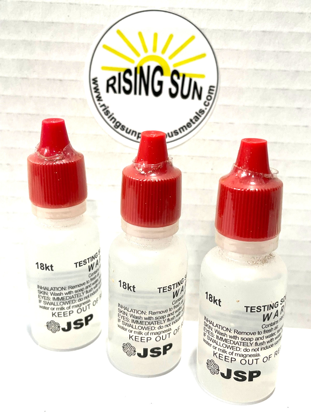 Set of 3 Gold Jewelry Testing 18K Test Acid Solutions Bottles Kit Detect JSP