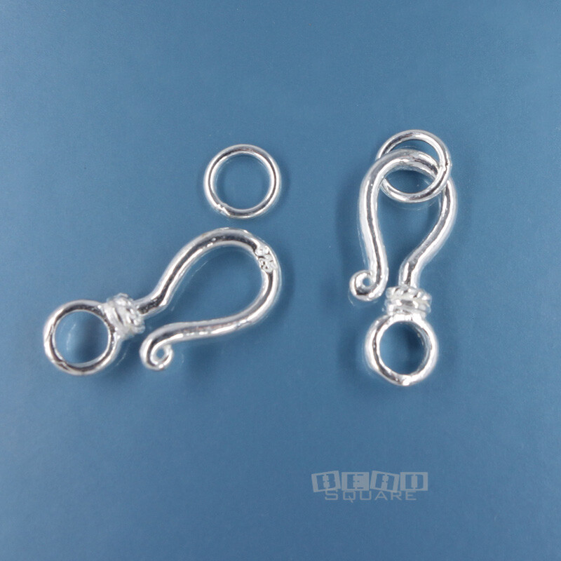 2 Sets Solid Sterling Silver Hook Eye Clasp Connector ap. 7.6mm x 21mm #44040