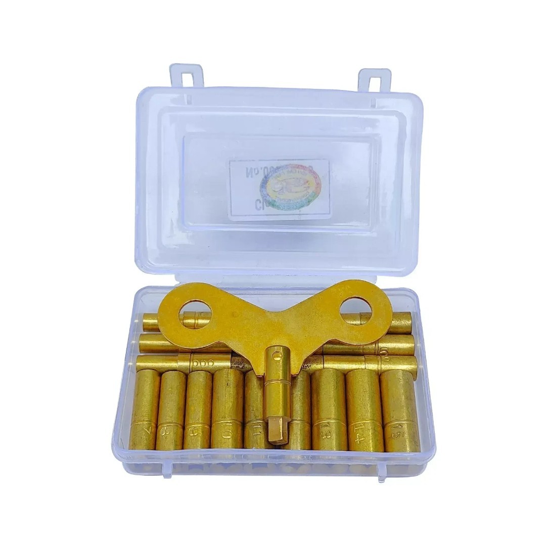 2 PC Set- Clock Winding Key Set Brass & Clock Movement Clamp Assembly Supports