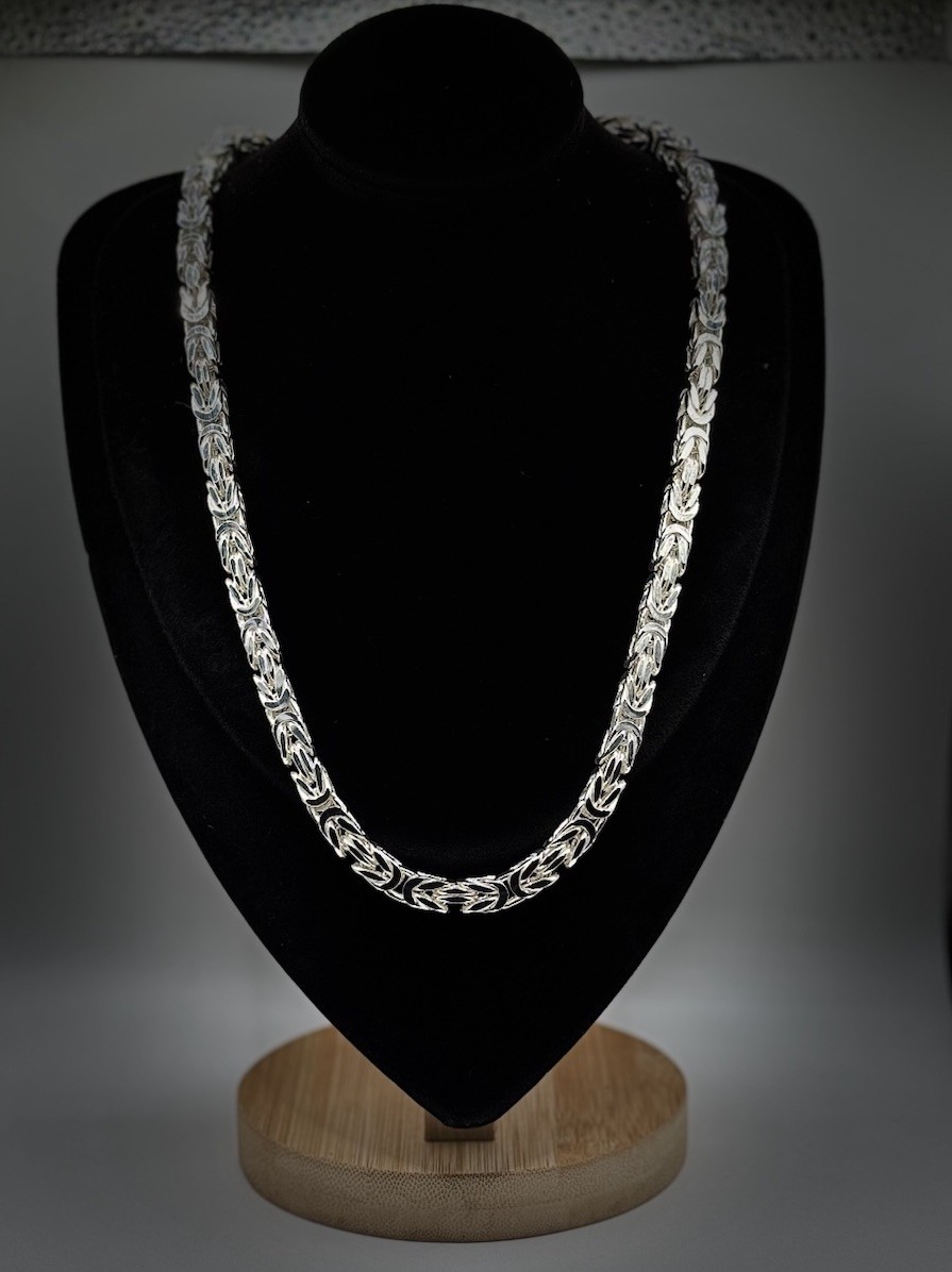 7.2mm Solid Sterling Silver 925 Square Byzantine Chain Necklace 77g Bold