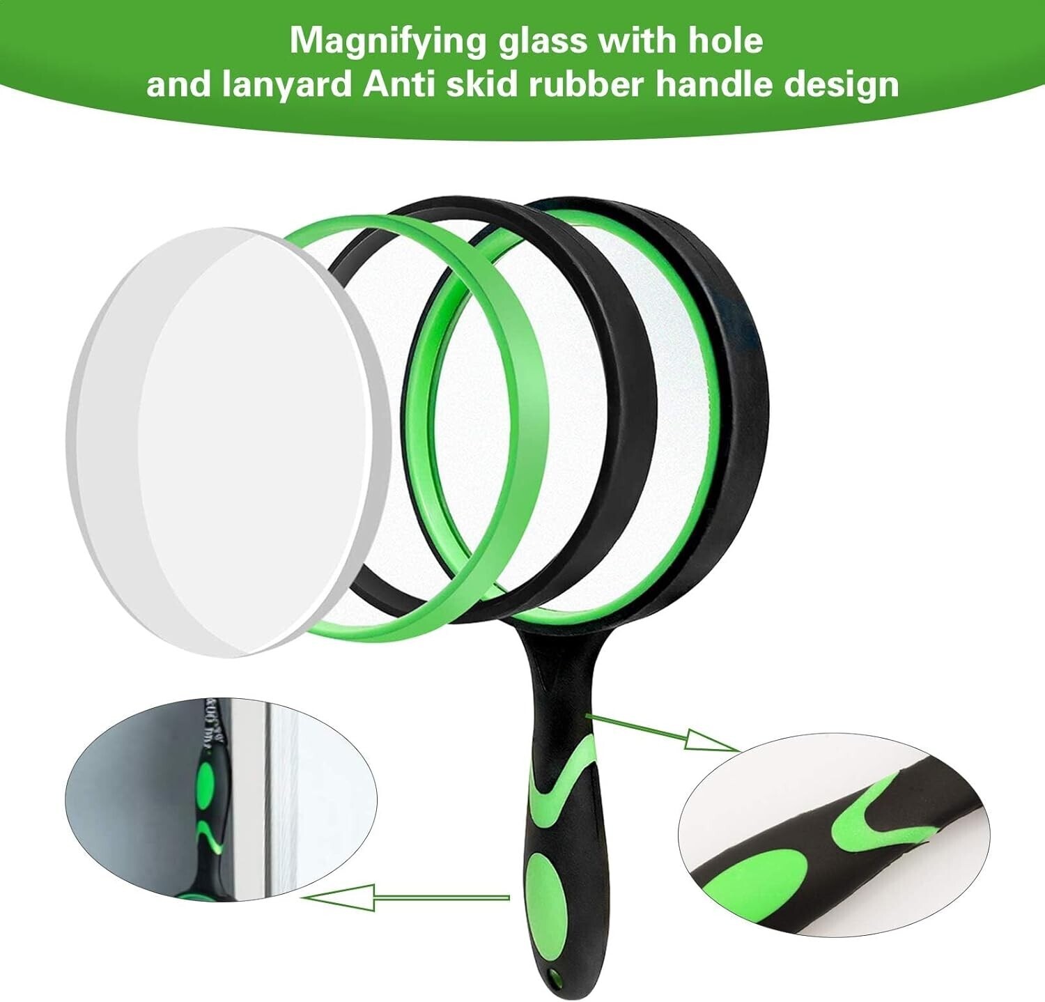 2x Shatterproof Magnifying Glass Handheld Magnifying Glass for all the people10X