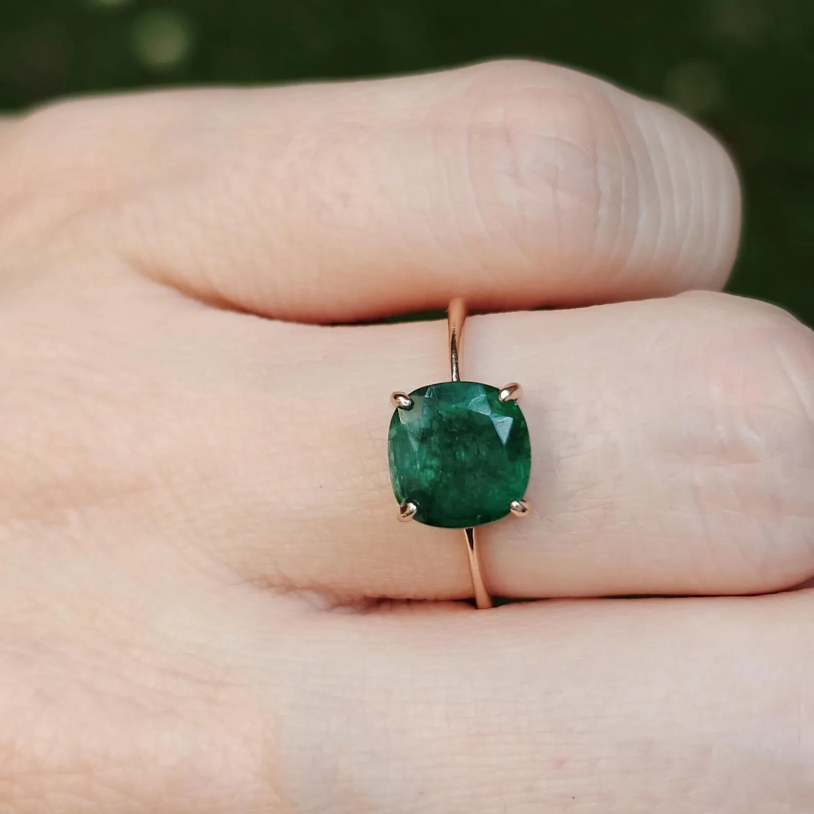 Green emerald engagement rings gold plated 925 Silver Promise gift ring