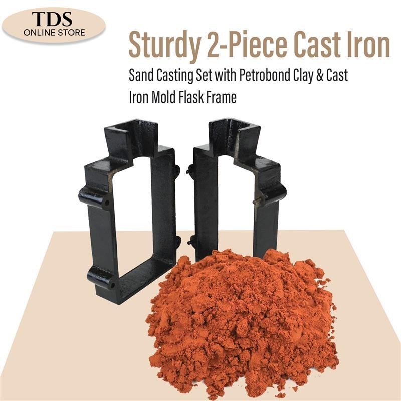 Cast Iron 2-Part Flask Mold With Delft Sand Casting Jewelry Making Tool
