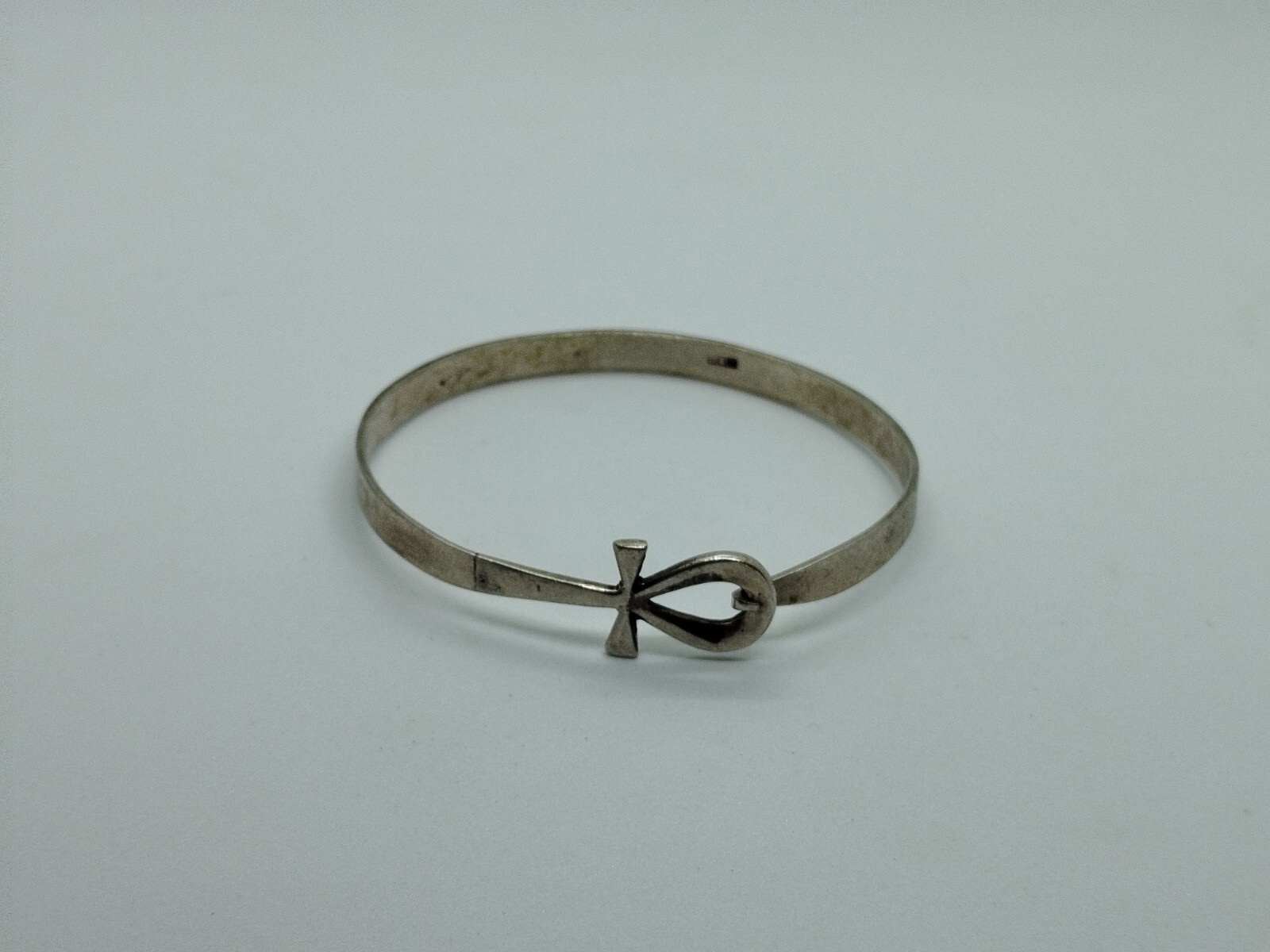 Vtg Egyptian Cross Bracelet Solid Silver 10.6g