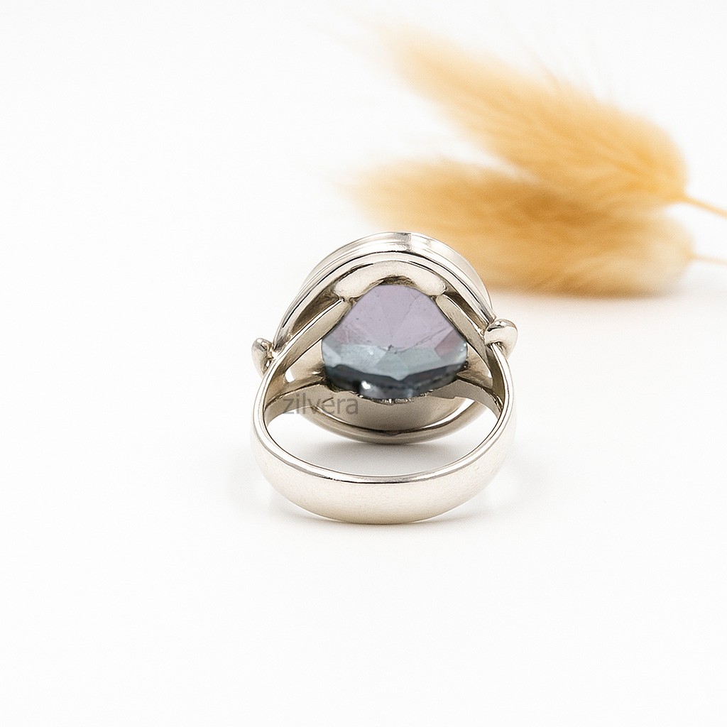 Aquamarine Gemstone Ring Solid 925 Sterling Silver Blue Stone Statement Jewelry