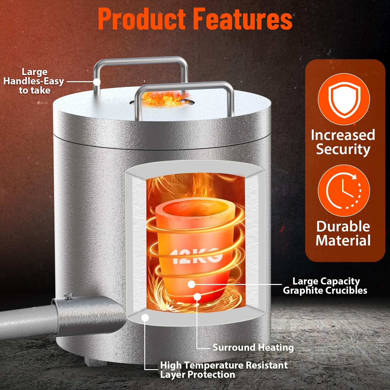 12KG Propane Melting Furnace Foundry Kit Smelt Metal Gold Copper Silver Casting