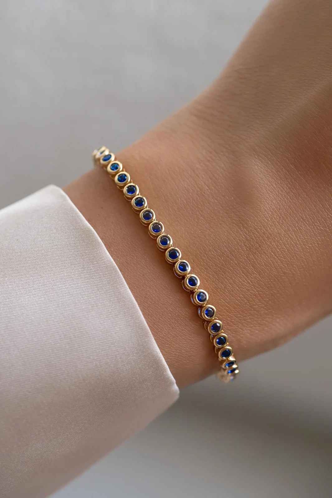 5 Ct Round Simulated Sapphire 925 Yellow Sterling Silver Women’s Tennis Bracelet
