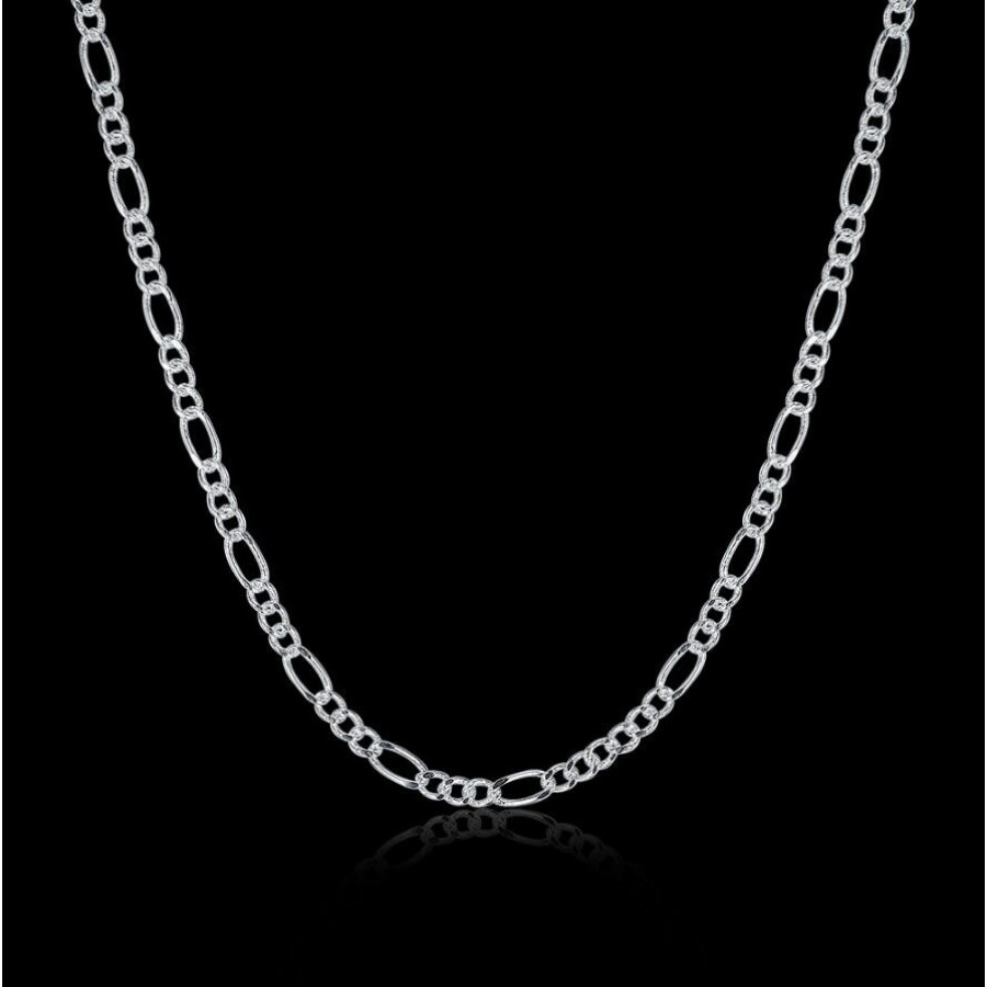 Italian 2mm Figaro Style Chain Necklace Sterling Silver