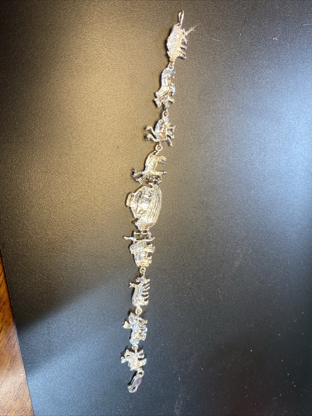 Sterling Silver Noah’s Ark with Animals Bracelet 7 1/4″