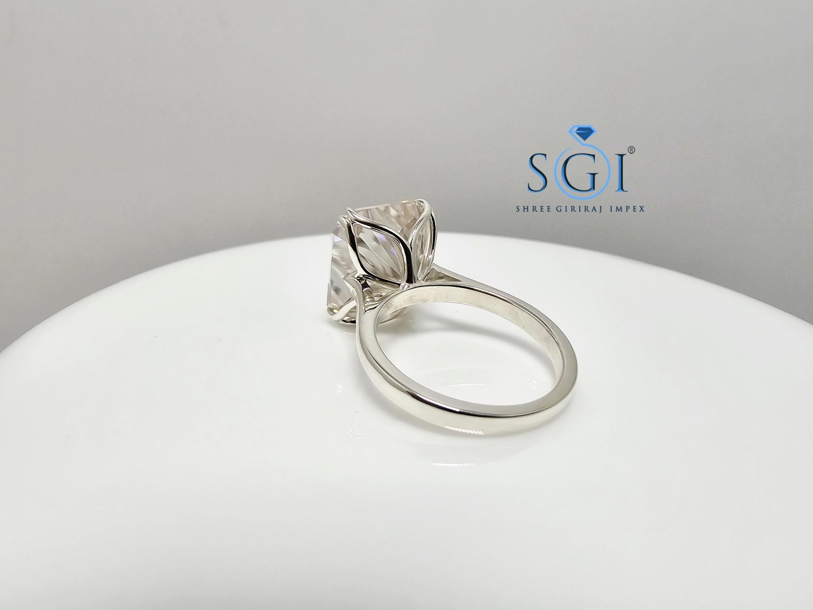 9.75CT Light Pink Radiant Moissanite Ring Sterling Silver Solitaire Jewelry