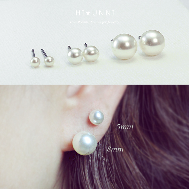 20g Titanium Pearl Earrings / wedding earrings / pearl ear studs /Sold as a pair