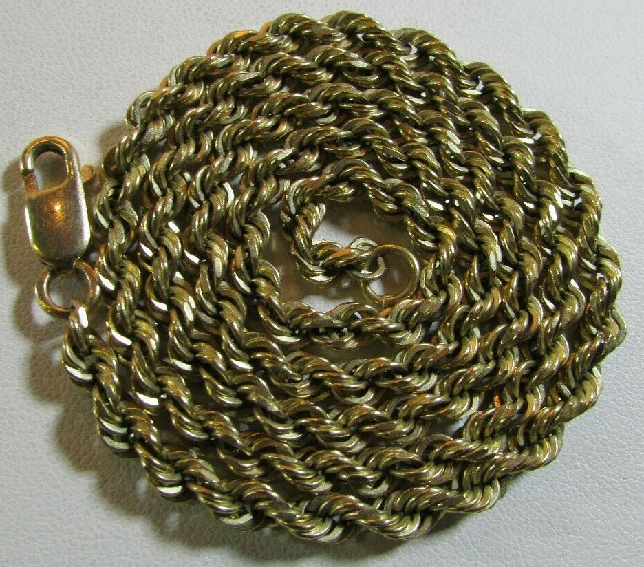 HUGE 14k Yellow SOLID Gold 28.5 Grams 20.5″ Rope Necklace 4.3mm ITALY