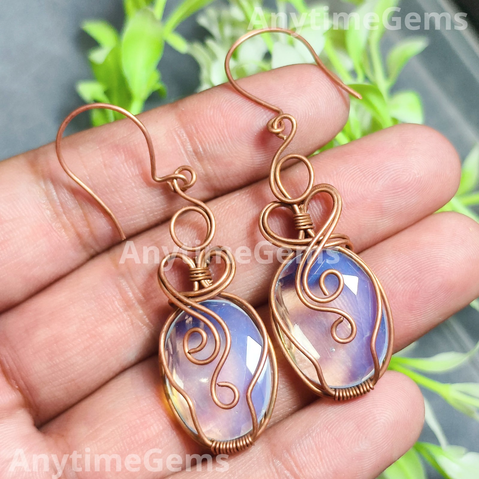 Wire Wrapped Opalite Earrings: Handmade Wire Wrapping Gemstone Earrings