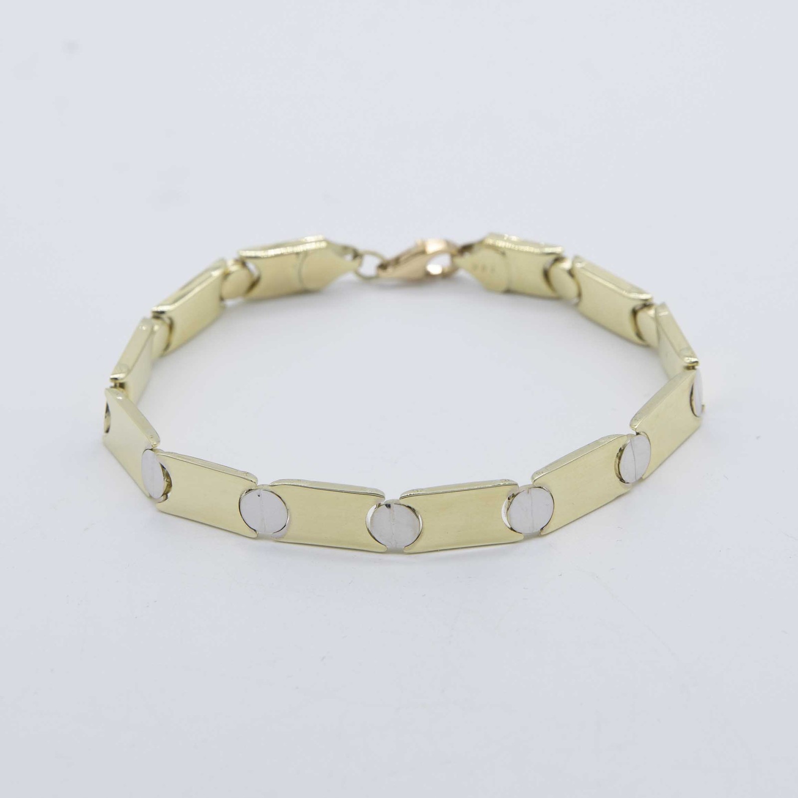 7.5mm Reversible Screw Link Design Bracelet Real 10K Yellow White Gold 7.5″