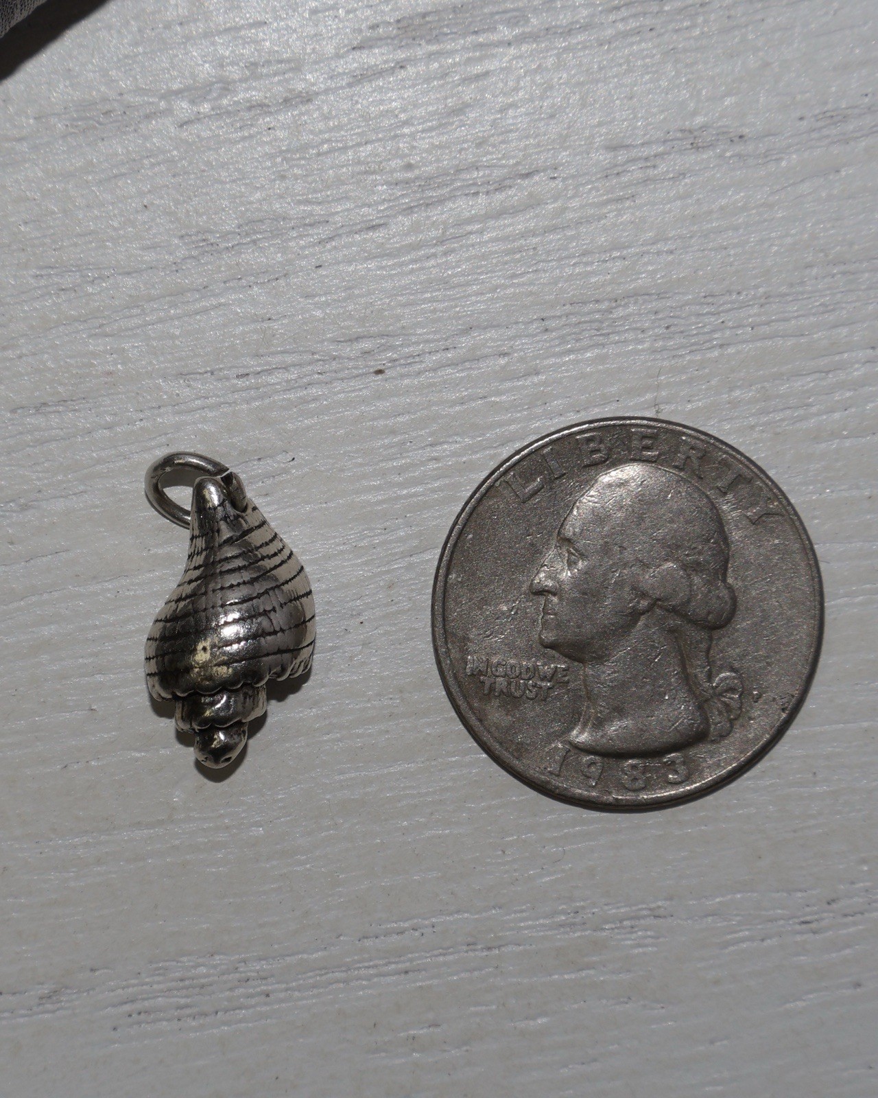Conch Snail Seashell Sterling Silver Charm 4.2G / 0.7in