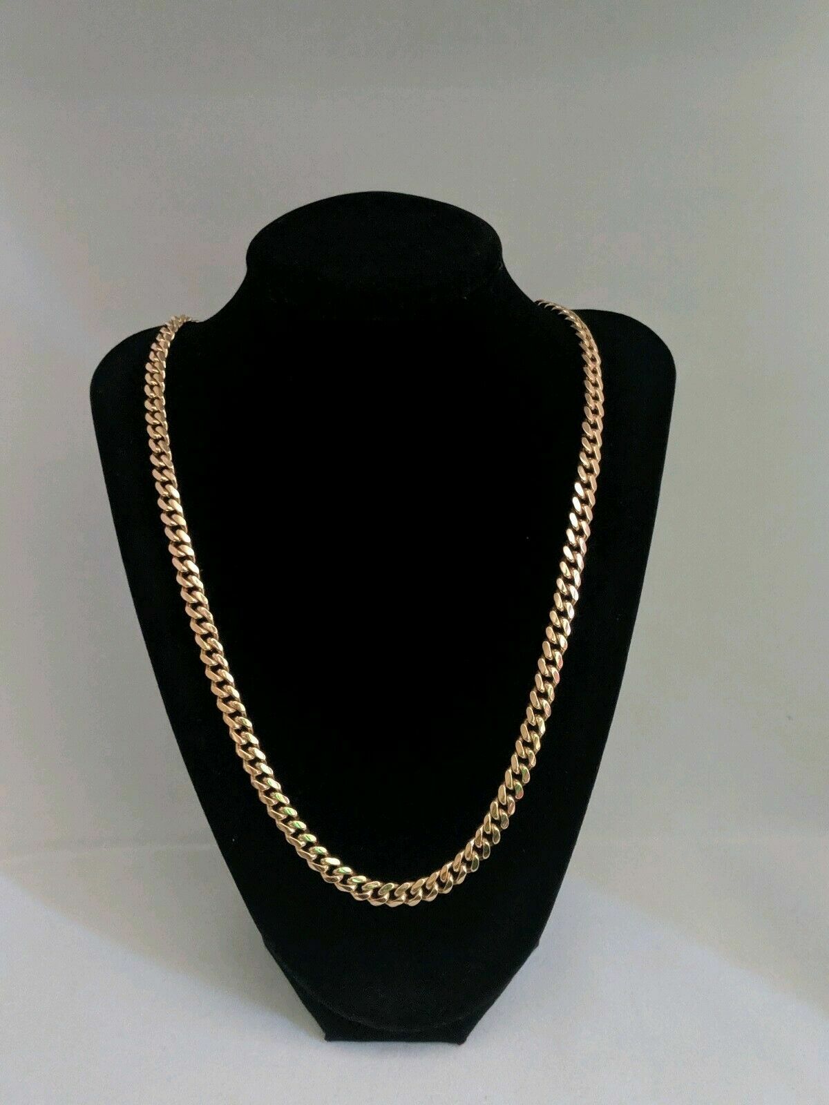 Real 10k Solid Gold Cuban Link Necklace 7mm Box Clasp Men 20 22 24 26 28 30 Inch