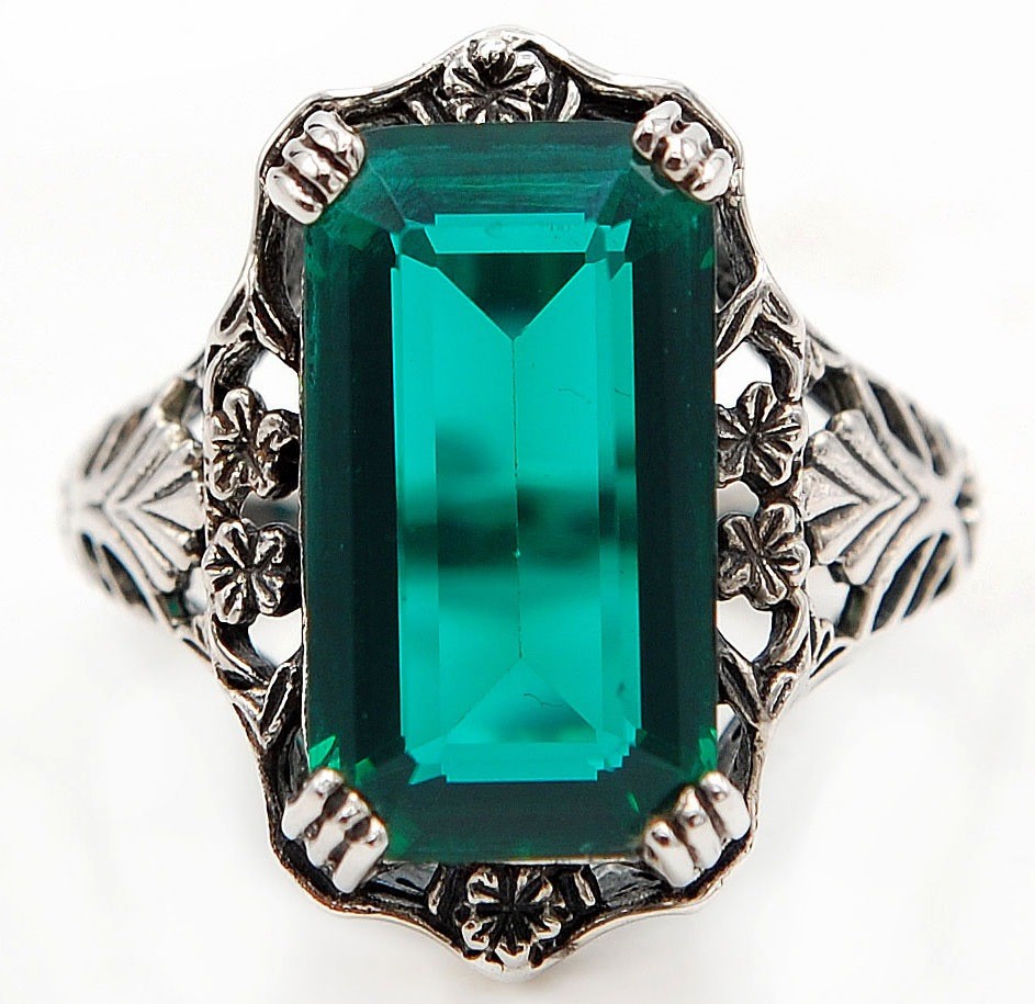 12CT Heat Treated Tourmaline 925 Sterling Silver Edwardian Ring Sz 6,8,9 US8