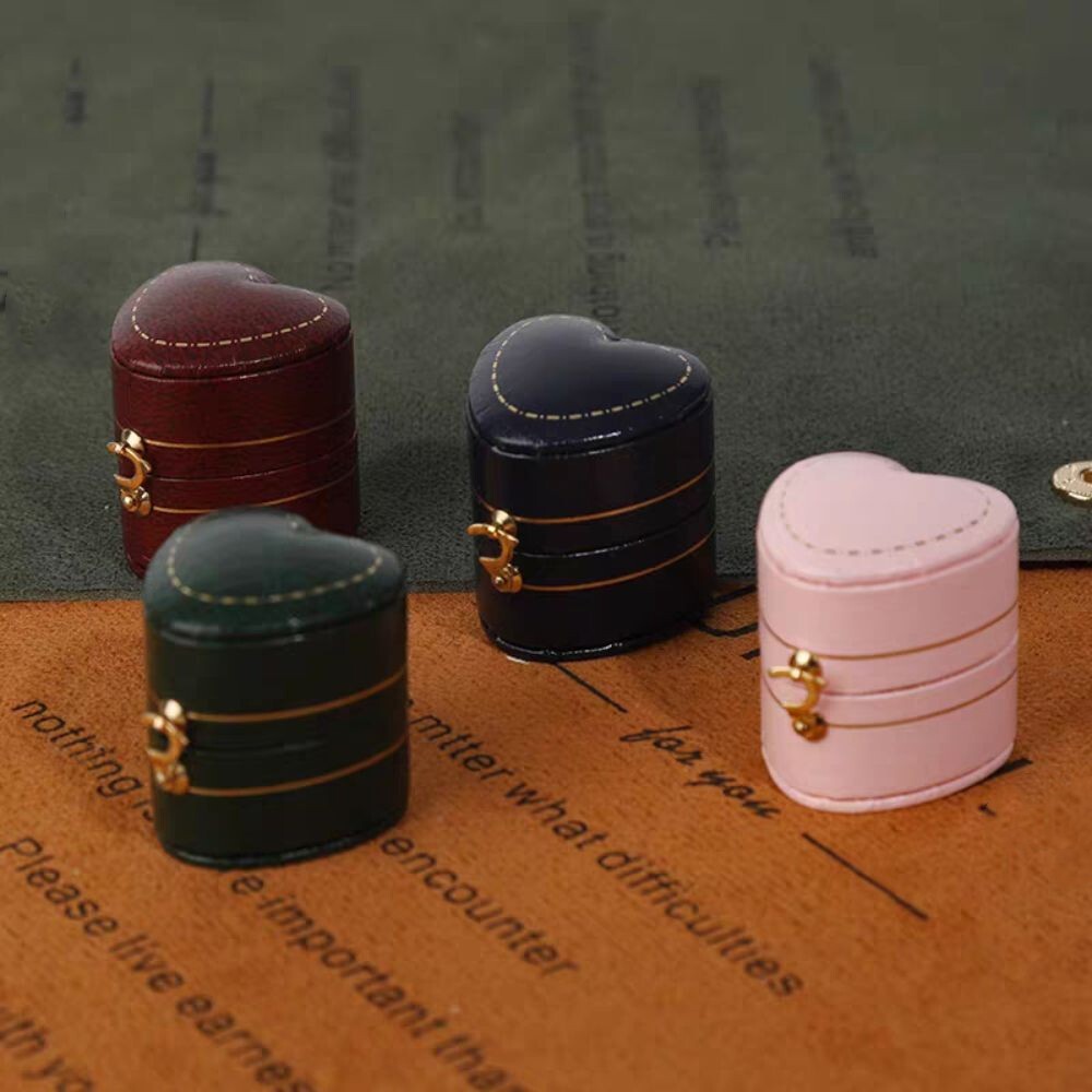 Luxury Vintage Leather Ring Boxes Engagement Wedding Ring Box Jewellery Case