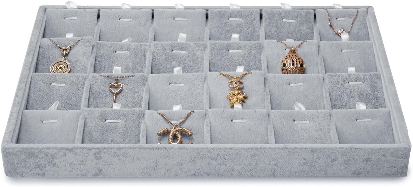 Velvet Flat Jewelry Trays Stackable Jewelry Drawer Organizer Holder Necklace